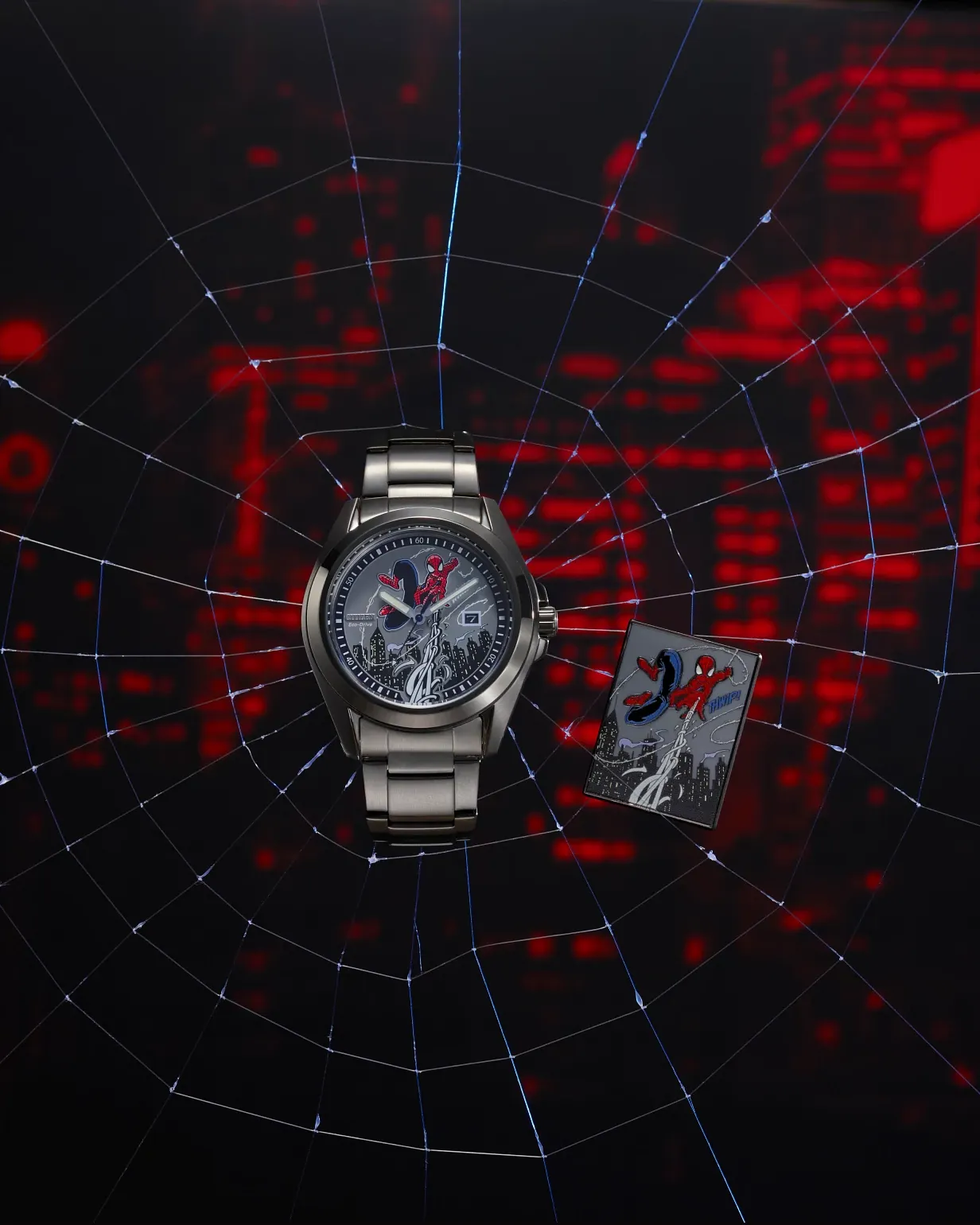ギター Kingsley Watchman Spider-Man Swings Grey Dial Stainless Steel Bracelet AW1437-61W